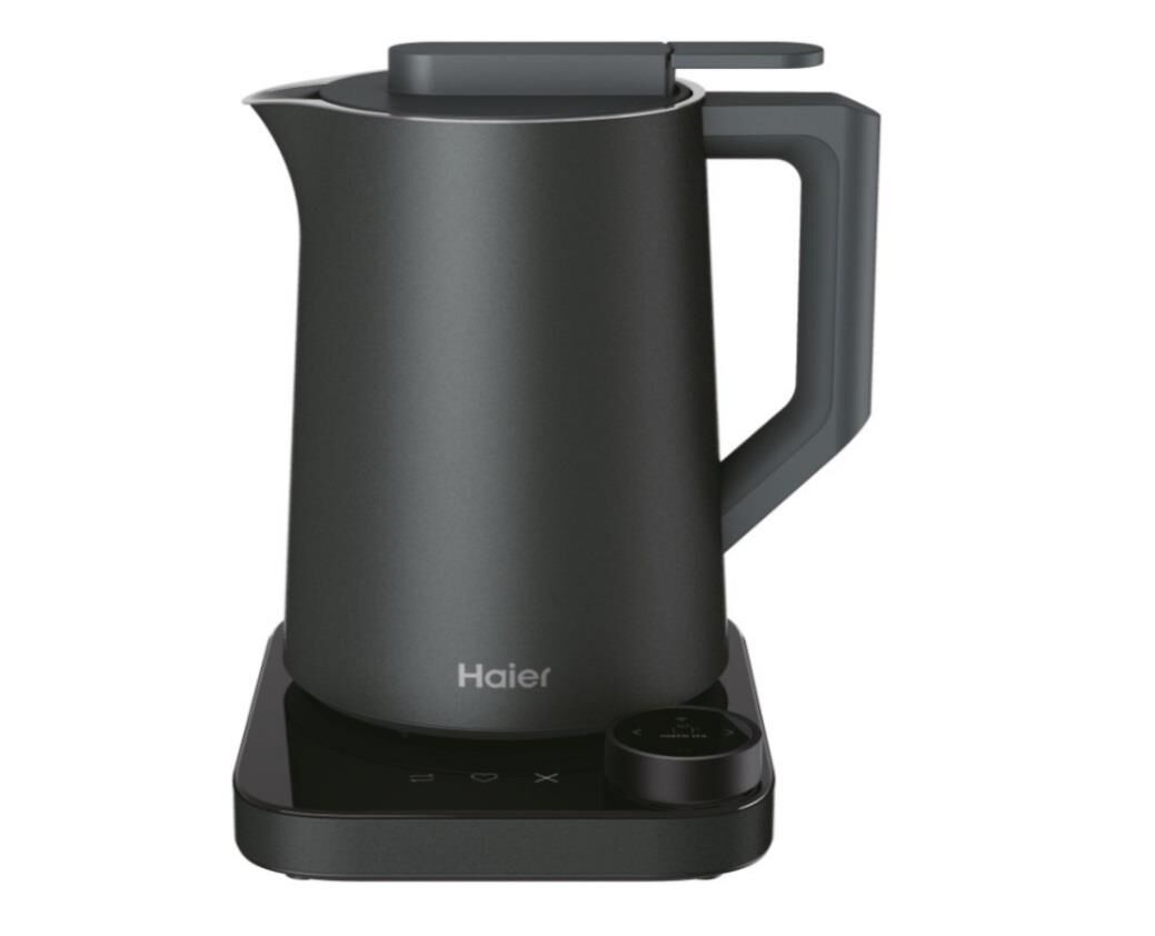 Haier Kettle Su Isıtıcı Siyah HKE7W 011 1.3L kapasite, LCD ekran, Sıcaklık aralığı 37°C - 100°C, 2200W, 21 otomatik program, hassas 1°C kontrolü, Çift vakum yalıtımlı duvar ile 12 saate kadar sıcaklık koruma, hOn (Wi-Fi) teknolojisi,3700001