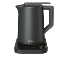 Haier Kettle Su Isıtıcı Siyah HKE7W 011 1.3L kapasite, LCD ekran, Sıcaklık aralığı 37°C - 100°C, 2200W, 21 otomatik program, hassas 1°C kontrolü, Çift vakum yalıtımlı duvar ile 12 saate kadar sıcaklık koruma, hOn (Wi-Fi) teknolojisi,3700001