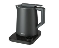 Haier Kettle Su Isıtıcı Siyah HKE7W 011 1.3L kapasite, LCD ekran, Sıcaklık aralığı 37°C - 100°C, 2200W, 21 otomatik program, hassas 1°C kontrolü, Çift vakum yalıtımlı duvar ile 12 saate kadar sıcaklık koruma, hOn (Wi-Fi) teknolojisi,3700001