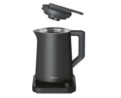 Haier Kettle Su Isıtıcı Siyah HKE7W 011 1.3L kapasite, LCD ekran, Sıcaklık aralığı 37°C - 100°C, 2200W, 21 otomatik program, hassas 1°C kontrolü, Çift vakum yalıtımlı duvar ile 12 saate kadar sıcaklık koruma, hOn (Wi-Fi) teknolojisi,3700001