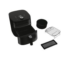 Haier Airfryer Fritöz Siyah HAF5TWA3 011 2000 W çok amaçlı pişirici,  7 l maksimum kapasite, Cam pencere, Manuel ayarlar, Kaymayı önleyen ayaklar, Yapışmaz yüzey, Ergonomik sap, 4'e kadar porsiyon, Dahili LED ışık, Çıkarılabilir çekmece, Bul