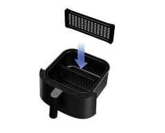 Haier Airfryer Fritöz Siyah HAF5TWA3 011 2000 W çok amaçlı pişirici,  7 l maksimum kapasite, Cam pencere, Manuel ayarlar, Kaymayı önleyen ayaklar, Yapışmaz yüzey, Ergonomik sap, 4'e kadar porsiyon, Dahili LED ışık, Çıkarılabilir çekmece, Bul