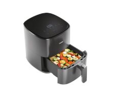 Haier Airfryer Fritöz Siyah HAF5P 011 1500 W çok amaçlı pişirici, 5 l maksimum kapasite, Manuel ayarlar, Kaymayı önleyen ayaklar, Yapışmaz çekmece malzemesi, hOn Uygulaması ile içeriklere erişim, Ergonomik sap, Kauçuk kaplı sap malzemesi,