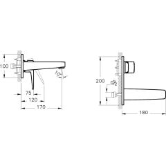 Root Square Ankastre Lavabo Bataryası S.üstü F.Nik A4273834 sıva üstü fırçalı nikel