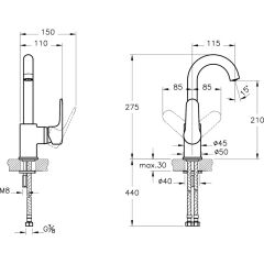 Root Round Lavabo Bataryası( (döner borulu) A42754