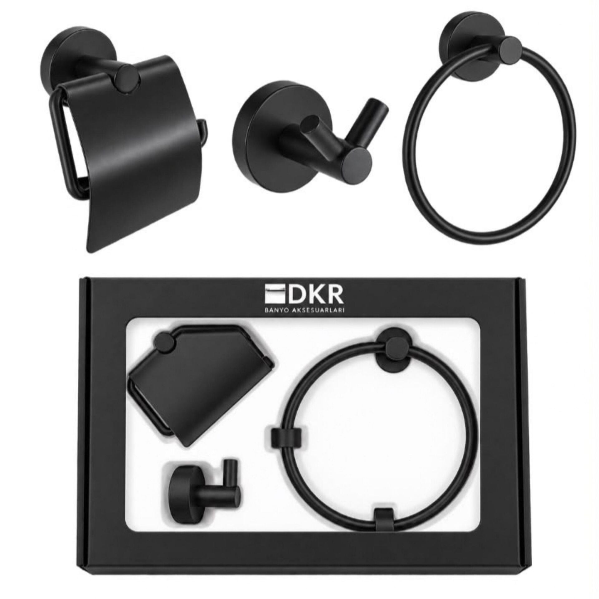 Dekor Flora 3Lü Set Yuv.Hav.Tuv.Kağ.Askı-Siyah F 500 04