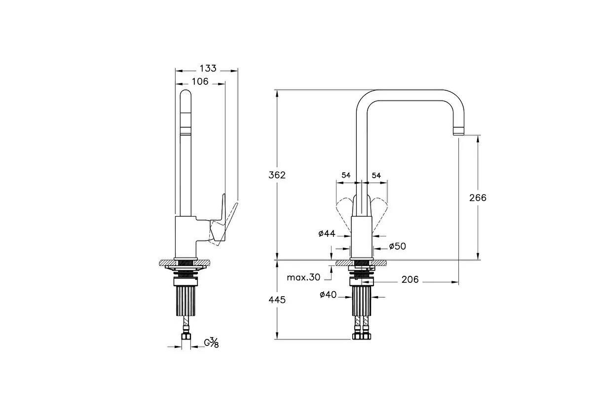 Flow Soft Eviye Bataryası (U-tip) Krom A43426