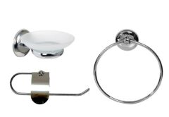 New Banyo Set 1 (K Havluluk+Y Havluluk+K Sabunluk) Kağıt Havluluk+Yuvarlak Havluluk+Katı Sabunluk