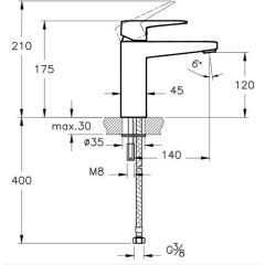 Root Square Lavabo Bataryası L  Fırçalı Nikel A4273134