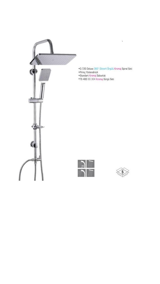 Duxxa Mirage 400 Krom Tepe Duş Seti D.132.4.C